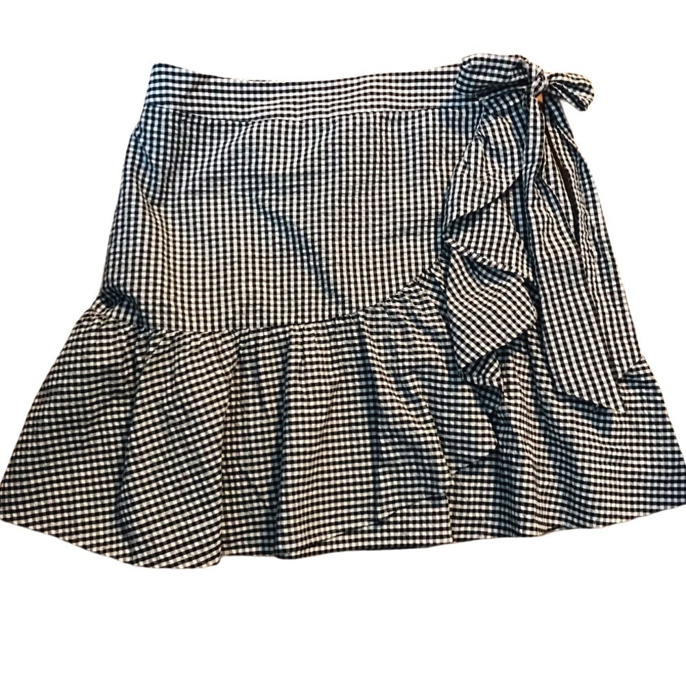 1901 Ruffle Gingham Ruffle Bow Coquette Mini Skirt
